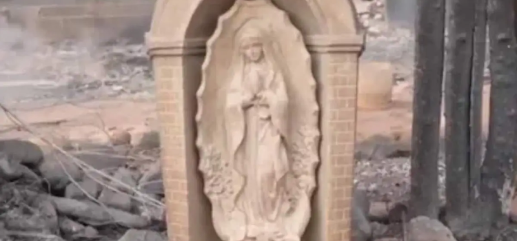 ¿Milagro?: Estatua de la Virgen de Guadalupe resiste incendios en California